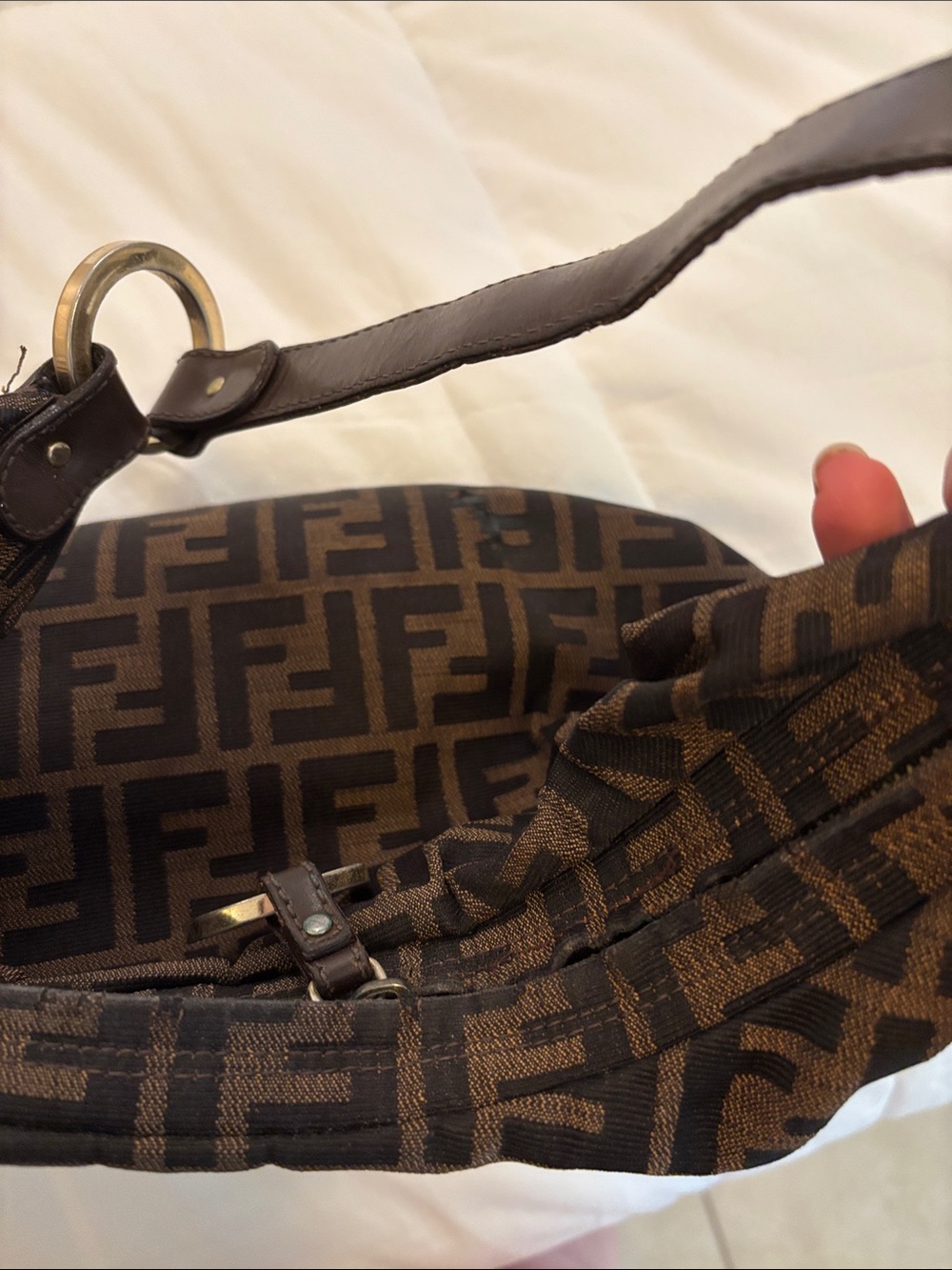 Fendi brown canvas Monogram Hobo Bag - Picture 10 of 16